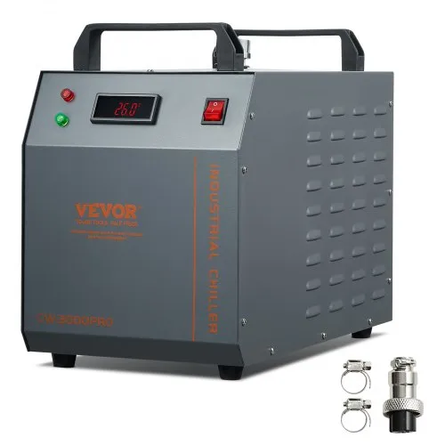 VEVOR Industrieller Wasserkühler, CW-3000 (PRO), 150 W luftgekühltes industrielles Wasserkühler-Kühlsystem mit 12 L Wassertank, 18 L/min max. Durchflussrate, für Kühlmaschine für Lasergravurmaschinen VEVOR Industrieller Wasserkühler, CW-3000 (PRO), 150 W luftgekühltes industrielles Wasserkühler-Kühlsystem mit 12 L Wassertank, 18 L/min max. Durchflussrate, für Kühlmaschine für Lasergravurmaschinen