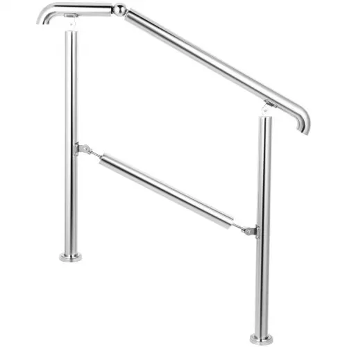 VEVOR Treppengeländer 5 Stufen, Hauseingang Handlauf Edelstahl mit Pfosten, Verstellbare Eingangsgeländer Silber, 1 bis 5 Stufiges Geländer 1,6 m, Winkel Einstellbare Treppengeländer Außen und Innen – Bild 10