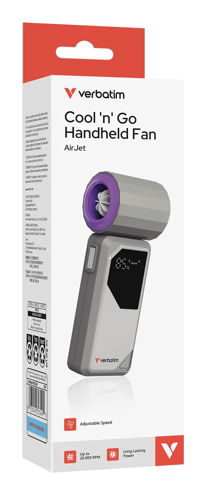 Verbatim Cool 'n' Go AirJet Grau, Violett Handventilator – Bild 6