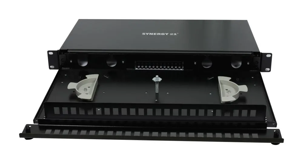 LWL-Patchpanel für 24xLC-Duplex-Buchsen, 19"/1HE, ohne LC-Kupplungen, Schwarz, Synergy 21, – Bild 4