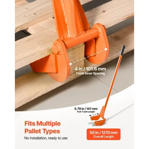 VEVOR Palettenbrecher 1120 mm, Palettenheber 907 kg, Paletten-Buster mit neigbaren Paletten, Handschuhen & Nagelzieher für Aufhebeln von Bodenbelägen, Rahmen, Dächern, Abdeckung & Gipskartonplatten – Bild 3