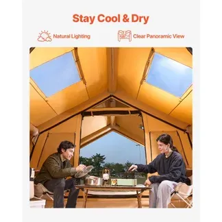 VEVOR Aufblasbares Zelt für Camping 8-12 Personen mit Handpumpe, 4,8×3,6×2,2 m Glamping-Zelt mit 2 Oberlichtern, Baldachin, Ofenanschluss, 2 Türen & Netzfenstern, Aufbewahrungstasche VEVOR Aufblasbares Zelt für Camping 8-12 Personen mit Handpumpe, 4,8×3,6×2,2 m Glamping-Zelt mit 2 Oberlichtern, Baldachin, Ofenanschluss, 2 Türen & Netzfenstern, Aufbewahrungstasche
