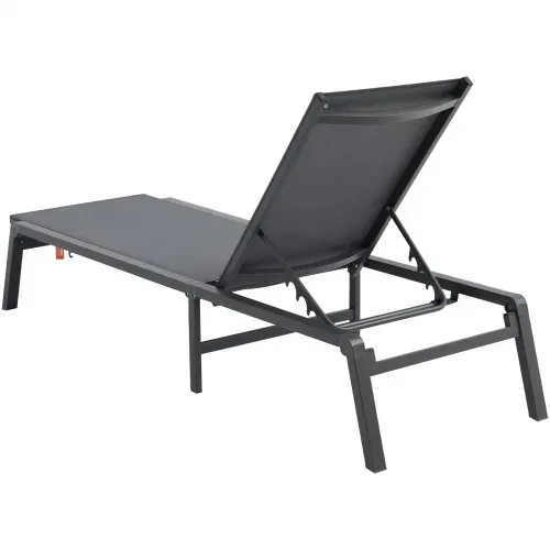 VEVOR Chaiselongue-Stühle für den Außenbereich, Aluminium-Terrassen-Liegestühle mit 5 verstellbaren Positionen, klappbare Pool-Liegestühle, Liegestühle und komplett flache Sonnenstühle für Terrasse, Strand, Pool, Dunkelgrau, 2 Stück – Bild 8