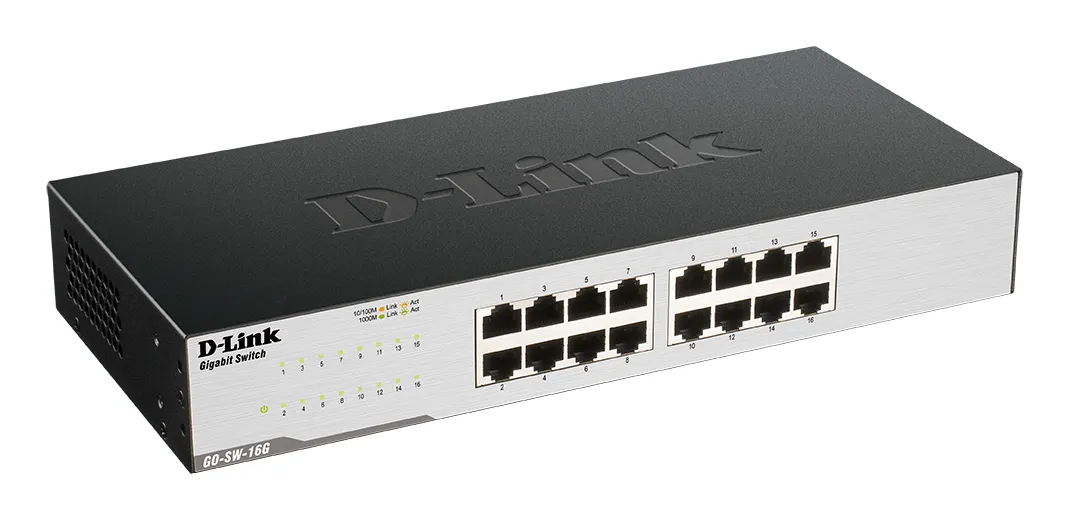 D-Link GO-SW-16G Unmanaged L2 Gigabit Ethernet (10/100/1000) 1U Schwarz – Bild 2