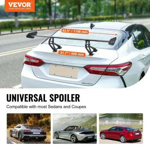 VEVOR GT Wing Autospoiler, 43,3 Zoll Universalspoiler mit Einzeldeck, verstellbares leichtes Aluminium, Auto-Heckspoilerflügel, Rennspoiler BGW/JDM Drift Schwarz VEVOR GT Wing Autospoiler, 43,3 Zoll Universalspoiler mit Einzeldeck, verstellbares leichtes Aluminium, Auto-Heckspoilerflügel, Rennspoiler BGW/JDM Drift Schwarz