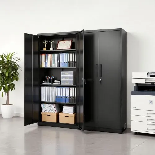VEVOR Aktenschrank 80x40x175 cm, Abschließbarer Stahl-Mehrzweckschrank mit 4 verstellbaren Einlegeböden, 2 Magnettüren, 2 Schlüsseln & 5 Ebenen, für Lager, Keller, Waschküche, Büro, Schwarz – Bild 7