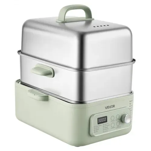 VEVOR Elektrischer Dampfgarer 13 L mit 2 Garebenen Edelstahl 1500 W Grün, Gemüse- und Speisegarer für 3–6 Personen mit 9 Voreingestellten Programmen, Warmhaltefunktion, für Gemüse, Meeresfrüchte und Reis – Bild 10