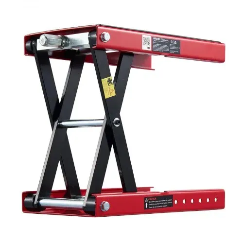 VEVOR Motorradheber 499 kg Tragkraft Motorradhebebühne mit Breiter Auflagefläche Sicherheitsbolzen 95-340 mm Höhenverstellbar Scherenheber aus Stahl für Straßenmotorräder Cruiser Schwarz Rot – Bild 10