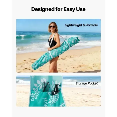 VEVOR Strand-Cabana 183 x 183 cm Strandüberdachung mit Seitenwand, UPF 50+ Sonnenschutz, Strandpavillon mit Sandsäcken, tragbarer Sonnenschutz Sonnenschirm für die ganze Familie und Freunde – Bild 5
