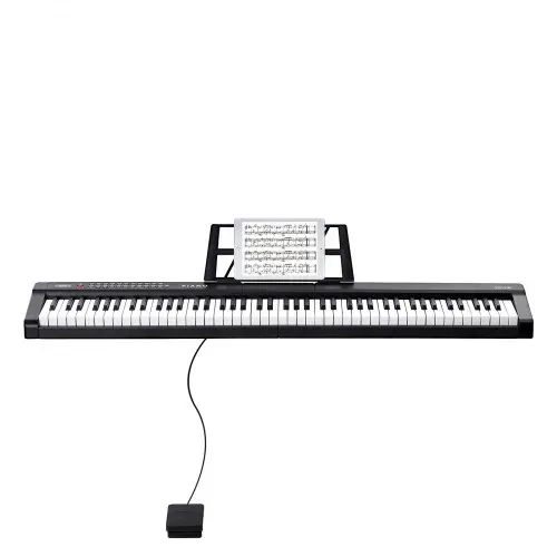 VEVOR Digitales Klavier mit 88 Tasten, halbgewichtete Tasten, tragbares elektrisches Keyboard-Piano-Set in voller Größe mit 1000 Tönen, integrierten Lautsprechern, Sustain-Pedal, Kopfhörern, Bluetooth, MIDI, USB für Anfänger – Bild 9
