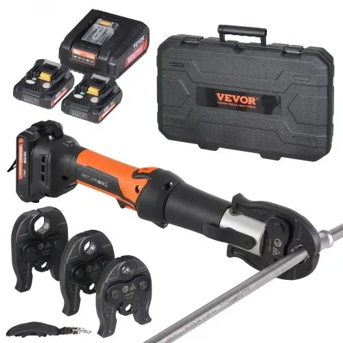 VEVOR Presswerkzeug und Akku-Set, Pro-Presswerkzeug, elektrisches Rohr-Crimpwerkzeug mit M15-, M22-, M28-Backen, Presswerkzeug-Set mit 2 Stück 18-V-2,0-Ah-Akku, Schnellladegerät und Tragetasche VEVOR Presswerkzeug und Akku-Set, Pro-Presswerkzeug, elektrisches Rohr-Crimpwerkzeug mit M15-, M22-, M28-Backen, Presswerkzeug-Set mit 2 Stück 18-V-2,0-Ah-Akku, Schnellladegerät und Tragetasche