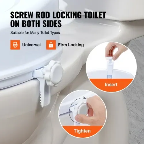 VEVOR Toilettensitzerhöhung Toilettenerhöhung 136 kg belastbar mit Toilettensitz & Doppelknopf, für Senioren Behinderte Patienten Schwangere Mediziner Weiß Universal Toilettensitzerhöhung – Bild 2