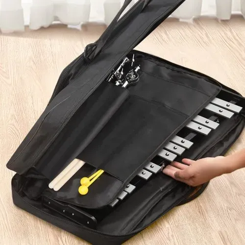 VEVOR Glockenspiel-Xylophon-Set mit 30 Noten, professionelles Schlaginstrumenten-Set mit Schlägeln, Trommelstöcken, Notenständer, 20 cm Übungspad, verstellbarem Ständer und Tragetasche – Bild 7