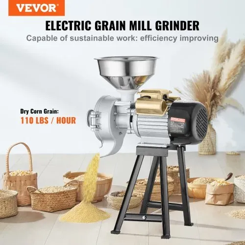 VEVOR Getreidemühle Gewürzmühle 3 kW, kommerzielle Maismühle mit Trichter, Pulvermaschine mit einstellbarer Stärke, Hochleistungs-Futtermehl-Müslimühle Weizenmühle Trocken- und Nassmühle 50 kg/h VEVOR Getreidemühle Gewürzmühle 3 kW, kommerzielle Maismühle mit Trichter, Pulvermaschine mit einstellbarer Stärke, Hochleistungs-Futtermehl-Müslimühle Weizenmühle Trocken- und Nassmühle 50 kg/h