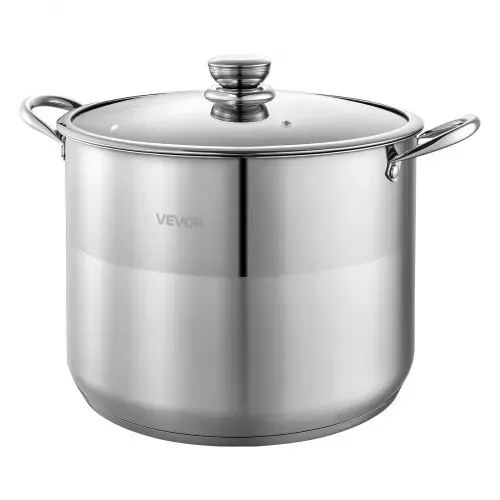 VEVOR Edelstahl Kochtopf 15,1 L Großer Suppentopf mit Glasdeckel Induktionsgeeignet Hochwertiger Nudeltopf PFOA-frei PFAS-frei für Gasherd Elektrokochfeld Ideal für Eintöpfe Pasta Familienportionen – Bild 10