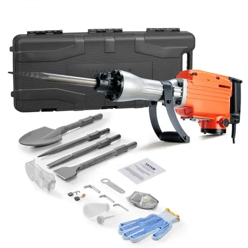 VEVOR Abrisswagenheberhammer, 2200 W, Elektrischer Jackhammer, Strapazierfähig, 1400 BPM Betonbrecher 4 Stück Meißel Bit, Handschuhe VEVOR Abrisswagenheberhammer, 2200 W, Elektrischer Jackhammer, Strapazierfähig, 1400 BPM Betonbrecher 4 Stück Meißel Bit, Handschuhe