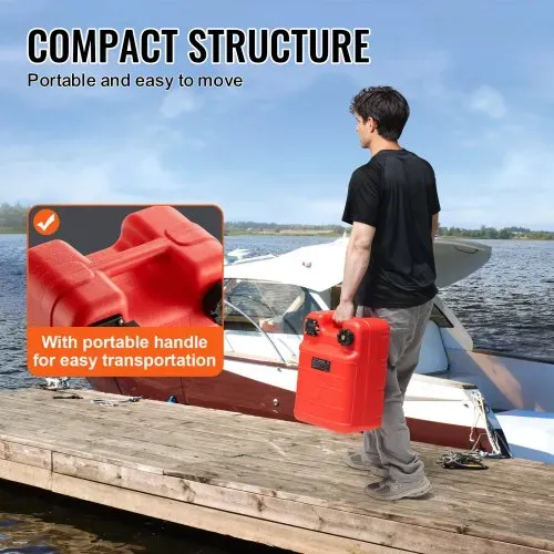 VEVOR Marine-Kraftstofftank, 24 L, tragbarer Bootstank mit Außenbordmotor, Kunststoff-Außenbord-Kraftstofftank für Marineboote mit Schlauch, leicht zu tragen für Yacht, Fischerboot, Deckboot, rot – Bild 5