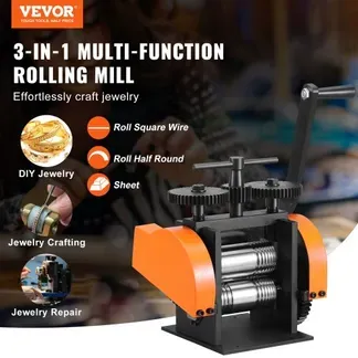 VEVOR 3 in 1 Handwalzwerk Maschine 45 mm Kombinationswalzwerk, Manueller Walzwerk Schmuckwalzwerk Einstellbare Dicke von 0 bis 6 mm, Handwalzwerk Maschine für Platin / K-Gold / Messing / Aluminium VEVOR 3 in 1 Handwalzwerk Maschine 45 mm Kombinationswalzwerk, Manueller Walzwerk Schmuckwalzwerk Einstellbare Dicke von 0 bis 6 mm, Handwalzwerk Maschine für Platin / K-Gold / Messing / Aluminium