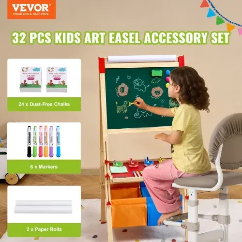 VEVOR Staffelei-Zubehörset, 32-teiliges Kunststaffelei-Malset für Kinder, inklusive Kreiden, trocken abwischbaren Markern & Papierrollen, Zubehörset für stehende Kunststaffelei, Malzubehör VEVOR Staffelei-Zubehörset, 32-teiliges Kunststaffelei-Malset für Kinder, inklusive Kreiden, trocken abwischbaren Markern & Papierrollen, Zubehörset für stehende Kunststaffelei, Malzubehör