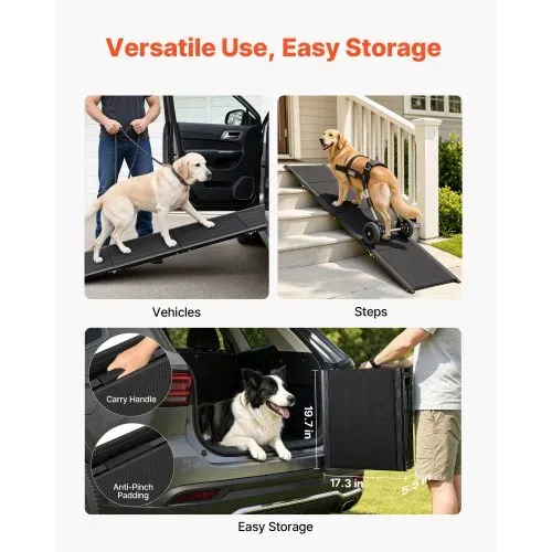 VEVOR Hunderampe, 180 x 43,2 cm, faltbare Hundeautorampe für mittelgroße & große Hunde bis 113 kg, Einstiegshilfe mit rutschfester Oxford-Gewebeoberfläche, tragbare Hundetreppe für SUV & LKW – Bild 5