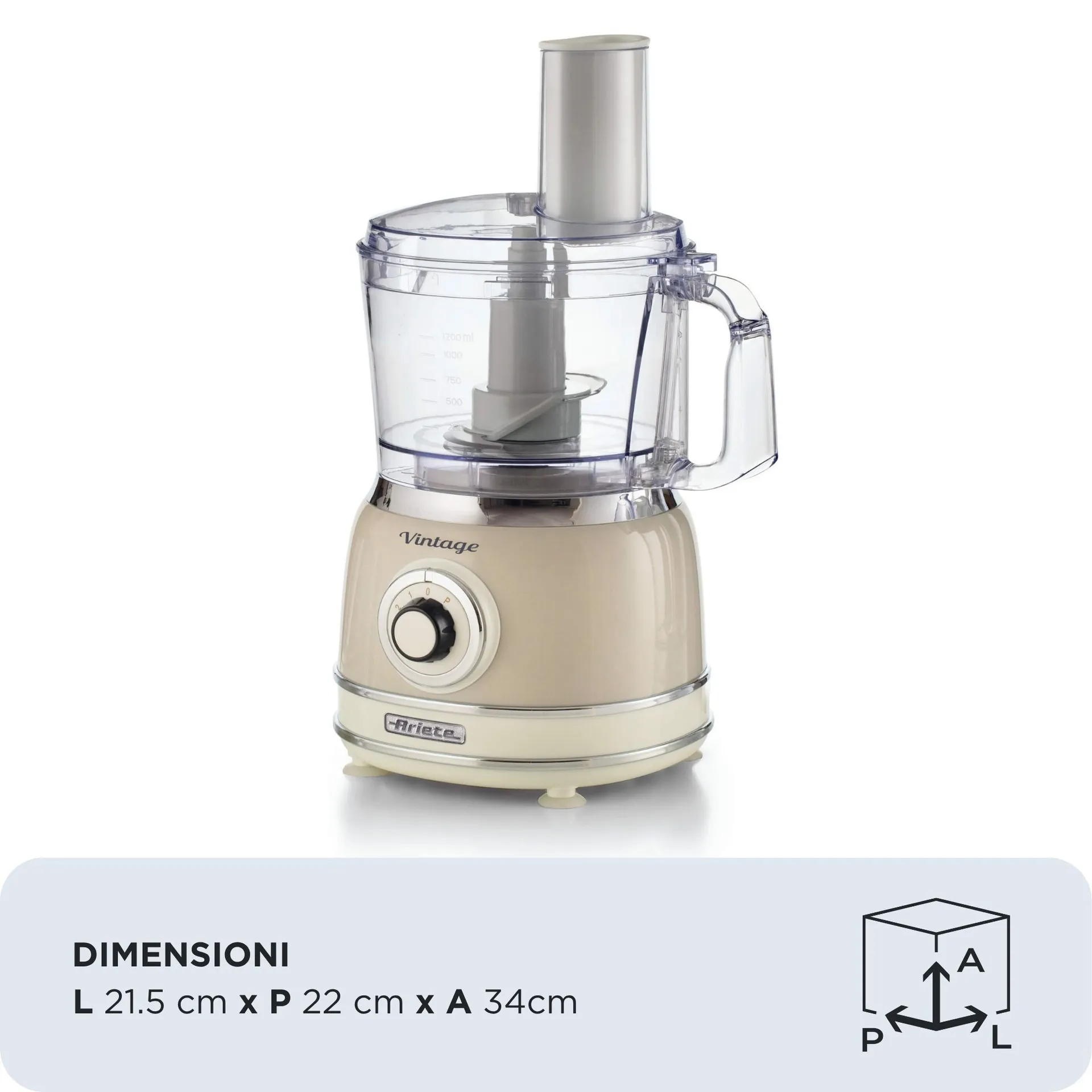 Ariete Vintage Line 1781/03 Küchenmaschine 1000 W 2,1 l Beige – Bild 2
