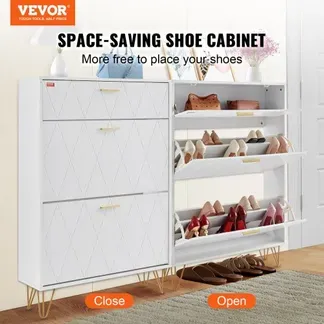 VEVOR Schuhschrank Schmal, Schuhregal Weiß, 800 x 239 x 1200 mm Schuhkipper mit 3 Klappen + oberem Staufach, Schuhkommode 68 kg Tragfähigkeit, Aufbewahrungsschrank Schuh P2-Spanplatte für Flur VEVOR Schuhschrank Schmal, Schuhregal Weiß, 800 x 239 x 1200 mm Schuhkipper mit 3 Klappen + oberem Staufach, Schuhkommode 68 kg Tragfähigkeit, Aufbewahrungsschrank Schuh P2-Spanplatte für Flur