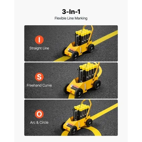 VEVOR Markierungswagen Linien-Markiergerät Linemarker 12 Spraydosen Gelb, Bodenmarkierung für Parkplatz Werkstatt Straße Einkaufszentrum Sportplatz 50–100 mm Einstellbare Linienbreite mit Adapterdüse – Bild 5