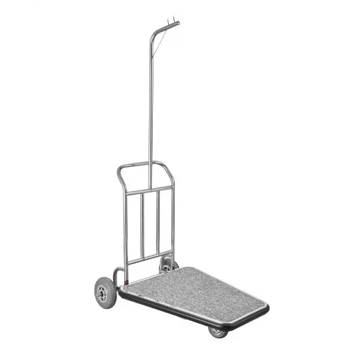 VEVOR Gepäckwagen, 272 kg Tragkraft, 3-rädriger Gepäckwagen aus Edelstahl, Kofferwagen mit grauem Teppichboden & Gummirädern, ideal für Kongresszentren, Hotels, Mietobjekte, Silber, 1080x640x1800mm – Bild 10