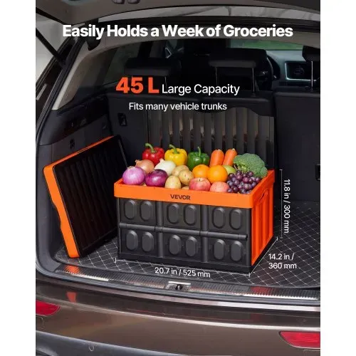 VEVOR Klappbox 45 L 3er-Pack, Faltbare Aufbewahrungsboxen aus Kunststoff, Stapelbare Klappkörbe mit Deckel, Tragkraft 20 kg pro Box, Klappkiste, Ideal für Haushaltsorganisation, Orange & Schwarz VEVOR Klappbox 45 L 3er-Pack, Faltbare Aufbewahrungsboxen aus Kunststoff, Stapelbare Klappkörbe mit Deckel, Tragkraft 20 kg pro Box, Klappkiste, Ideal für Haushaltsorganisation, Orange & Schwarz