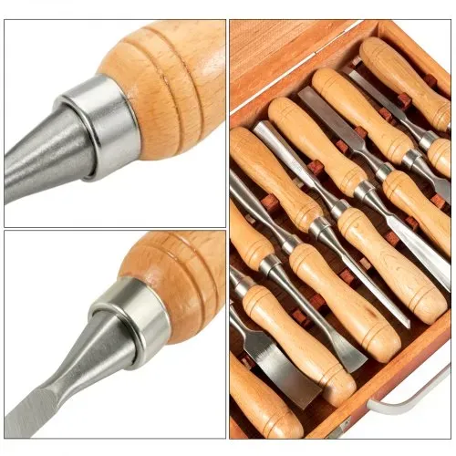 VEVOR Stechbeitel Set 60CRV Holz Schnitzwekzeug 12 Stück Hochgeschwindigkeitsstahl Holzmeißel Set mit Koffer – Bild 3