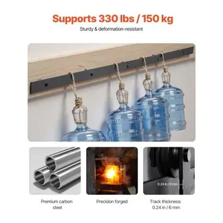 VEVOR Schiebetürsystem 1,5 m Laufschiene, Schiebetürbeschlag Tragkraft 150 kg, Kompatibel mit 762 mm max. Breite und 34,92 bis 44,45 mm Dicke, langlebige Schiene & J-förmige Rolle, Schwarz VEVOR Schiebetürsystem 1,5 m Laufschiene, Schiebetürbeschlag Tragkraft 150 kg, Kompatibel mit 762 mm max. Breite und 34,92 bis 44,45 mm Dicke, langlebige Schiene & J-förmige Rolle, Schwarz