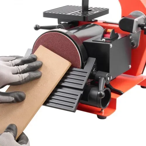 VEVOR Band-Tellerschleifer 250 W, 127 mm Tellerschleifer & 25,4x762 mm Bandschleifer, mit 0-45° verstellbarem Arbeitstisch & Staubabsauganschluss für Holzbearbeitung, Messerschärfen – Bild 9