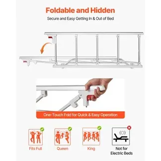 VEVOR Faltbares Bettgitter für Senioren, 122 cm Bettschutzgitter mit Befestigungsgurt, Rausfallschutz, Handschutzgriff, Kantenschutz passend für King-Size-, Queen-Size-, Full-Size- und Twin-Betten VEVOR Faltbares Bettgitter für Senioren, 122 cm Bettschutzgitter mit Befestigungsgurt, Rausfallschutz, Handschutzgriff, Kantenschutz passend für King-Size-, Queen-Size-, Full-Size- und Twin-Betten