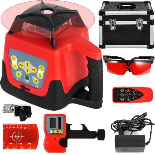 VEVOR Roter Laser-Wasserwaage, rotierend, selbstnivellierend, Messung, automatisch rotierender roter Strahl, mit Empfänger, Fernbedienung, Tragetasche VEVOR Roter Laser-Wasserwaage, rotierend, selbstnivellierend, Messung, automatisch rotierender roter Strahl, mit Empfänger, Fernbedienung, Tragetasche