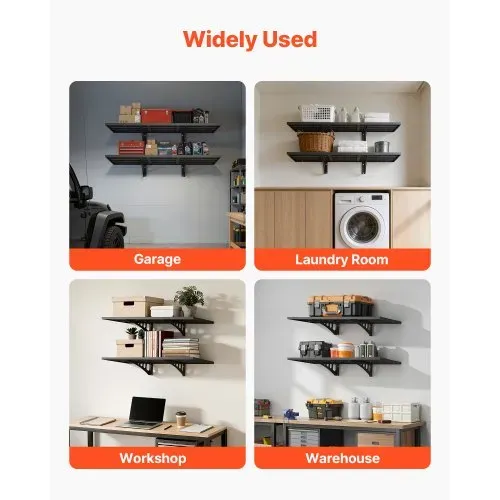 VEVOR 2er-Set Garagenregal 1219x503x200 mm Werkzeugaufbewahrung 127 kg pro Schicht Werkzeughalter Wand 1219x503 mm Regalfläche Aufbewahrungsregale Metallregal Werkzeug Organizer Wandregale – Bild 6