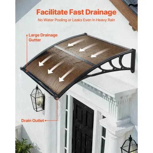 VEVOR Vordach für Haustür 965×1017 mm, Pultbogenvordach, Pultvordach mit Entwässerung & ABS-Halterung, Regen-, Schnee- & Sonnenschutz, Polycarbonat-Türüberdachung für Veranda & Terrasse, Braun VEVOR Vordach für Haustür 965×1017 mm, Pultbogenvordach, Pultvordach mit Entwässerung & ABS-Halterung, Regen-, Schnee- & Sonnenschutz, Polycarbonat-Türüberdachung für Veranda & Terrasse, Braun
