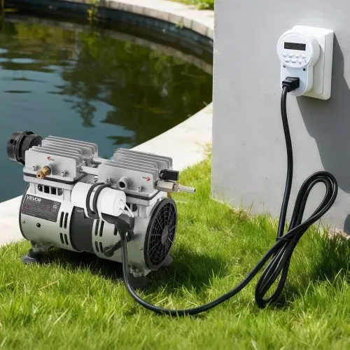 VEVOR Teichbelüfter, Luftkompressor 550 W, Nenndrehzahl 1400 U/min, Teichbelüftungspumpe, max. Druck 0,3 MPa, Einstelltemperatur -5 °C bis 40 °C, inkl. Timer, Ideal für Teich, Wassergarten – Bild 7
