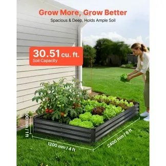 VEVOR Hochbeet Metall 2er-Pack 244x122x30 cm, Rechteckiges Gartenbeet, Pflanzkasten-Set für den Außenbereich, Gemüsebeet mit Handschuhen, Blumenbeet, Pflanzbeet für Blumen & Gemüse VEVOR Hochbeet Metall 2er-Pack 244x122x30 cm, Rechteckiges Gartenbeet, Pflanzkasten-Set für den Außenbereich, Gemüsebeet mit Handschuhen, Blumenbeet, Pflanzbeet für Blumen & Gemüse