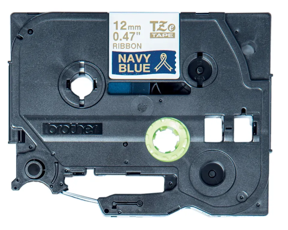 Brother TZE-RN34 Etiketten erstellendes Band Gold auf Marineblau – Bild 3