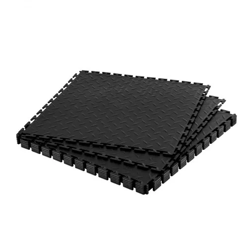VEVOR PVC Garagenboden, 8er-Pack 513x513x5 mm, Werkstattboden, Industrieboden, Klick Verlegung, rutschfeste PVC-Matten mit Diamantplatte für Werkstatt, Lager, Werkzeugraum, Schwarz VEVOR PVC Garagenboden, 8er-Pack 513x513x5 mm, Werkstattboden, Industrieboden, Klick Verlegung, rutschfeste PVC-Matten mit Diamantplatte für Werkstatt, Lager, Werkzeugraum, Schwarz