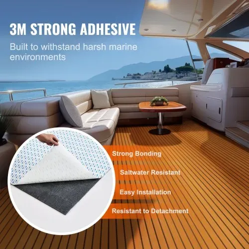 VEVOR Bootsboden, EVA-Schaum-Bootsdeck, 2400 x 900 x 6 mm, rutschfester, selbstklebender Bodenbelag, 21600 cm² großer Meeresteppich für Boote, Yachten, Pontons, Kajakdecks – Bild 2