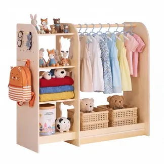 VEVOR Kinderkleiderschrank 120x40x106cm, Kindergarderobe mit Spiegel Kleiderstange Ablagen, Multiplexholz Verkleidungsschrank für Mädchen, Kinderschrank für Kostüme Dress-Up Schlafzimmer, Naturholz VEVOR Kinderkleiderschrank 120x40x106cm, Kindergarderobe mit Spiegel Kleiderstange Ablagen, Multiplexholz Verkleidungsschrank für Mädchen, Kinderschrank für Kostüme Dress-Up Schlafzimmer, Naturholz