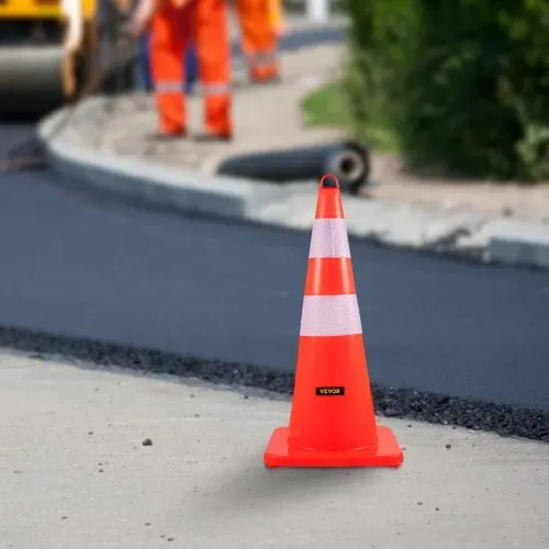 VEVOR Sicherheitskegel, 10 Stück 73 cm Verkehrskegel, Orangefarbene PVC-Baukegel, 2 Reflektierende Kragen, Verkehrskegel mit Beschwerter Basis und Handring, für Verkehrskontrolle – Bild 7