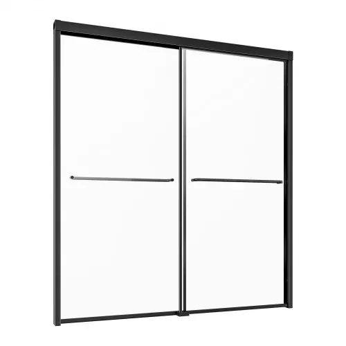 VEVOR Badewannen Duschtür (1422-1524 x 1524 mm / B x H) halbrahmenlose Schiebetür für die Badewanne, halbrahmenlose Bypass-Wannentür mit 1/4 Zoll bruchsicherem gehärtetem Glas und Edelstahlgriff – Bild 10