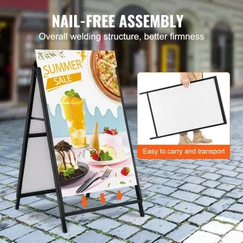 VEVOR Kundenstopper Gehwegaufsteller Werbetafel 61 x 91 cm, Plakatständer Q235-Stahl Plakatständer mit A-Rahmen, Werbeaufsteller Gehwegaufsteller für Restaurants, Bars, Cafés, Unternehmen usw. – Bild 4