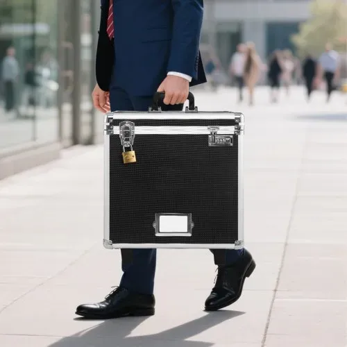 VEVOR Aktenaufbewahrungsbox, 396,2x320x381 mm Innenmaß, abschließbarer mobiler Businesskoffer mit Teleskopgriff, Aktenkoffer mit Handauszug für Büro, Zuhause, Büros, Krankenhäuser, Banken – Bild 7