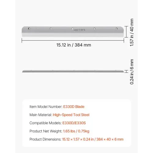 VEVOR Papierschneiderklinge, Hochleistungsstahlklinge Ersatz passend für Profi-Schneidemaschine E330D / E330S, Ersatzklinge für Papierschneidemaschine (585 x 44 x 6 mm) – Bild 6