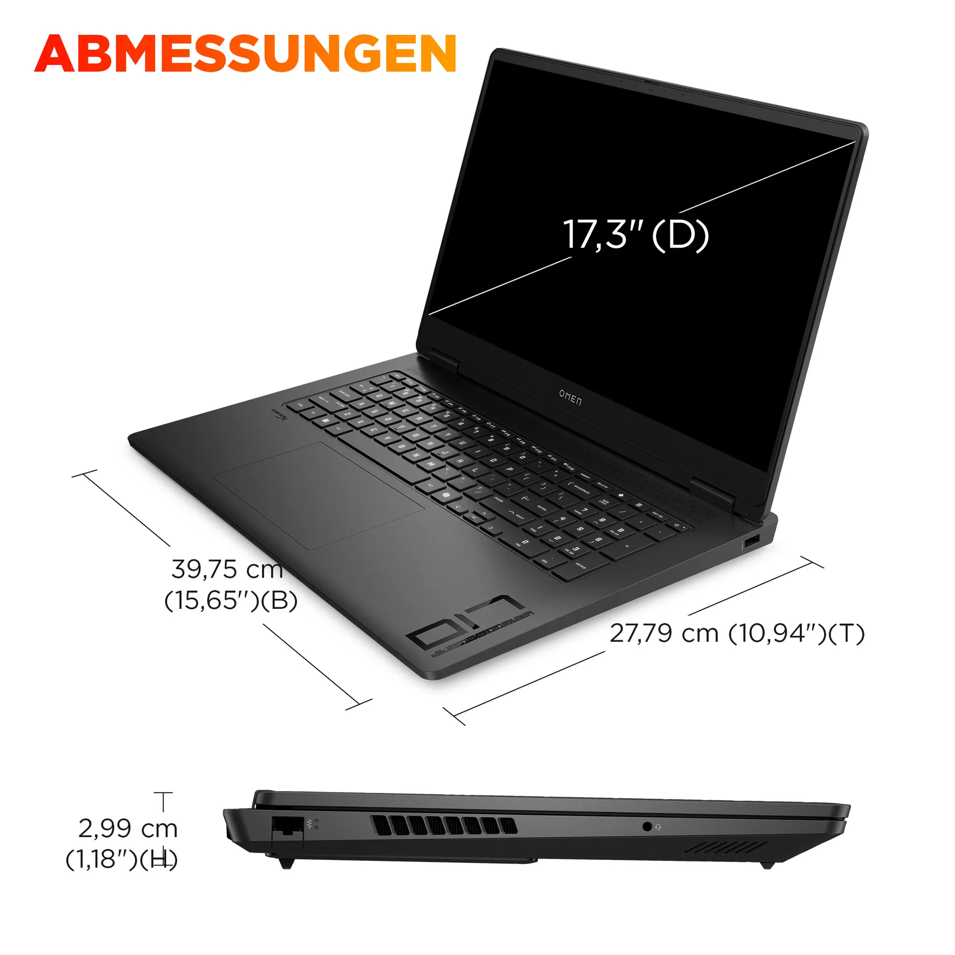 HP OMEN Gaming 17-db1180ng Copilot+ PC AMD Ryzen AI 7 350 Laptop 43,9 cm (17.3") Quad HD 32 GB DDR5-SDRAM 1 TB SSD NVIDIA GeForce RTX 5070 Wi-Fi 6 (802.11ax) FreeDOS Schwarz – Bild 7