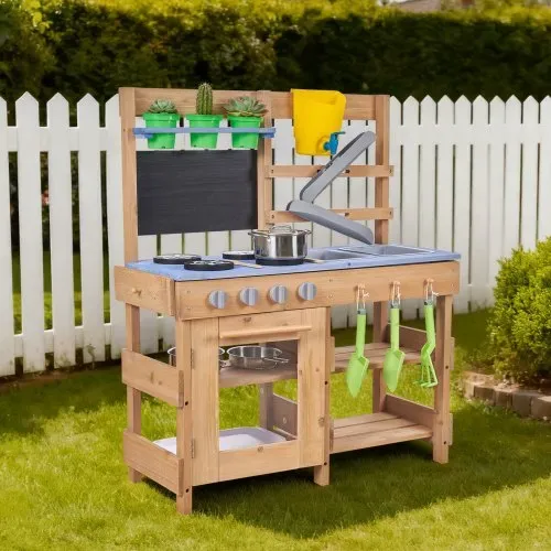 VEVOR Spielküche, Kinderküche, Spielzeugküche mit Herd, Haken, Spülbecken, Pflanzspaten, Pfannenwendern, Griffen, Kochgeschirr & Zubehör, Holzküche für KInder ab 3 Jahren, 762x324x914 mm – Bild 7