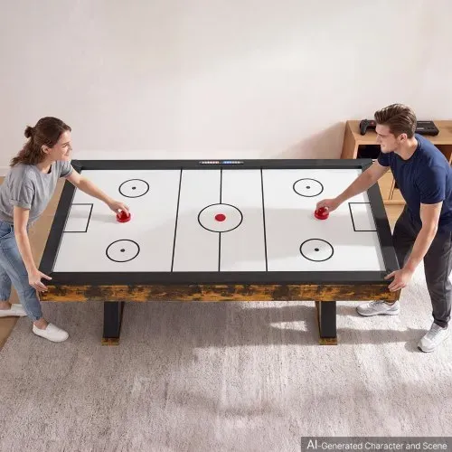 VEVOR Airhockeytisch 2135 x 1220 x 800 mm mit Elektronischem Punktesystem für Familienabende, Keller und Zuhause, Gleichmäßige Luftzirkulation, 2 Schläger, 2 Pucks, Eckenschutz und Verstellbare Füße – Bild 7